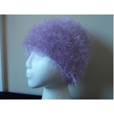 Hand knitted elegant fuzzy beanie/hat  sparkly lavender  eb-54888296